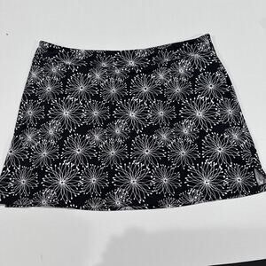 Tranquility Skort XL Black Floral Pull On Elastic Waist Tennis Golf Pickleball
